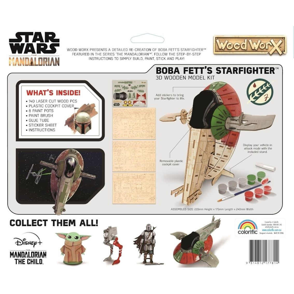 Replica madera para pintar woodwork star wars boba fett slave 1