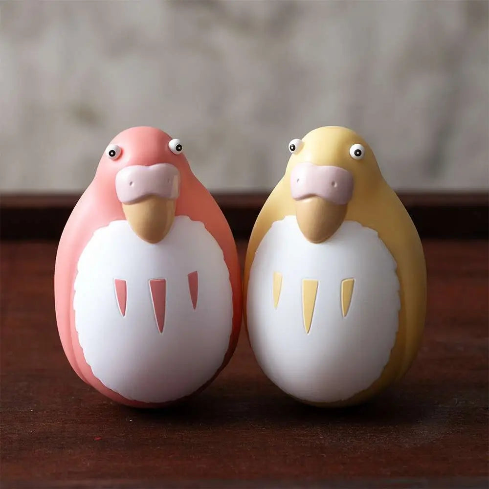 THE BOY AND THE HERON RED & YELLOW PARAKEET TWO PACK ROLY POLY FIGURINES Frikytopia