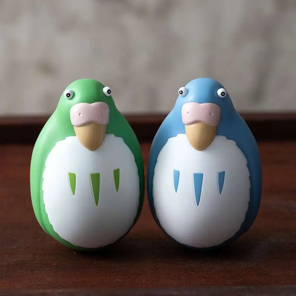THE BOY AND THE HERON BLUE & GREEN PARAKEET TWO PACK ROLY POLY Figura