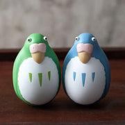 THE BOY AND THE HERON BLUE & GREEN PARAKEET TWO PACK ROLY POLY Figura