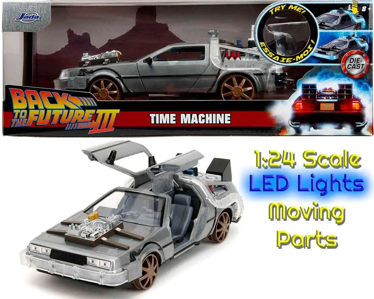 BACK TO THE FUTURE 3 1982 DELOREAN RAILROAD WHEELS 1/24 DIE-CAST MODEL LIMITED EDITION Frikytopia