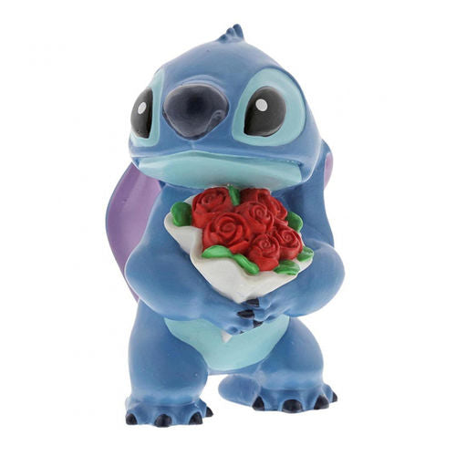 Figura enesco disney lilo stitch stitch con ramo de rosas