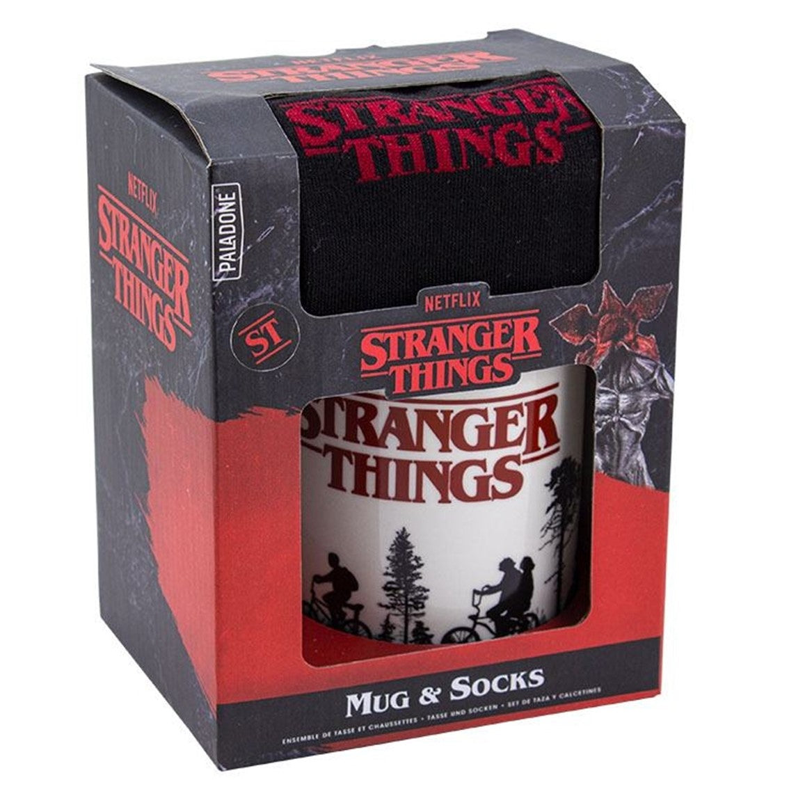 Set taza y calcetines paladone stranger things logo Frikytopia