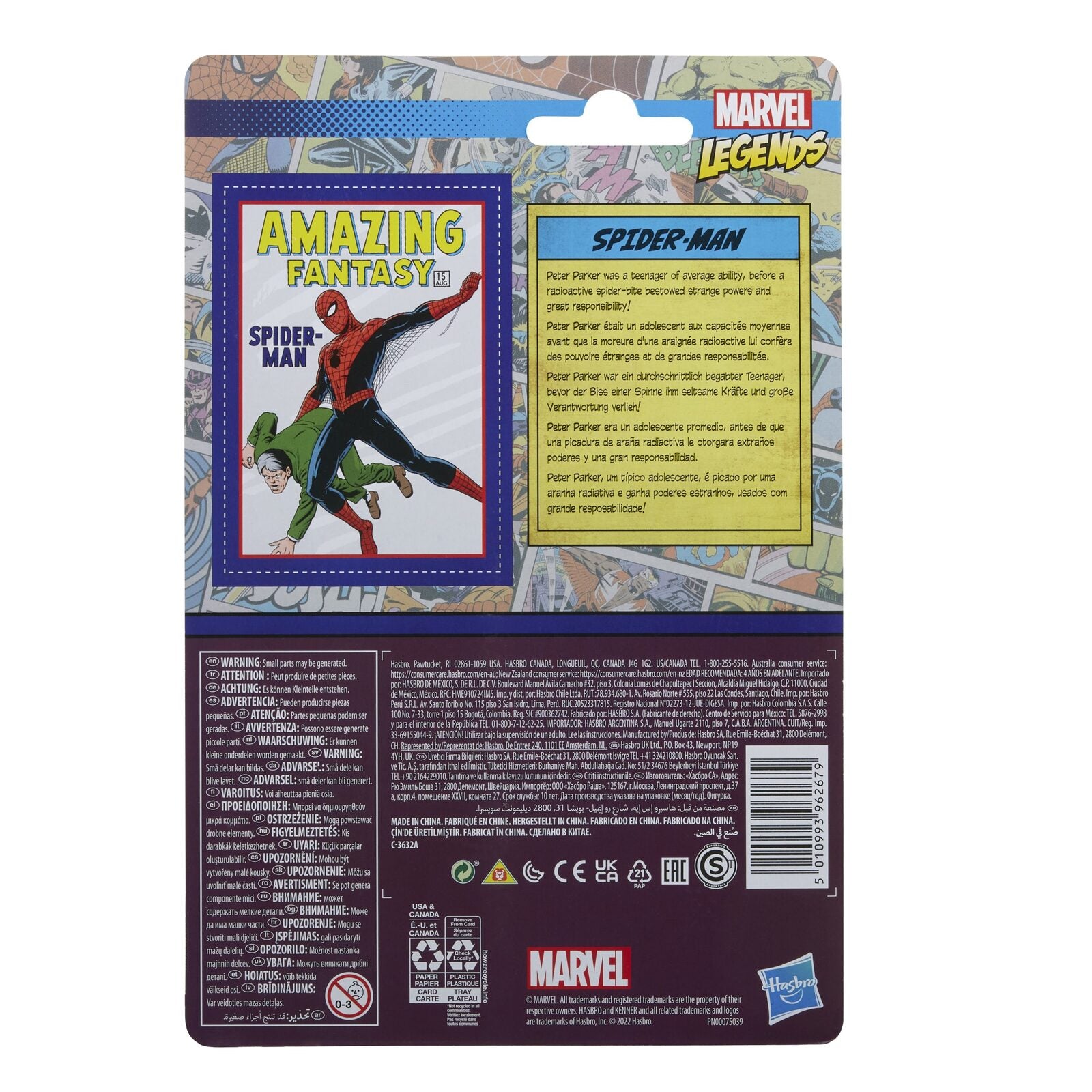 Figura hasbro 9.5 cm spiderman marvel legends retro