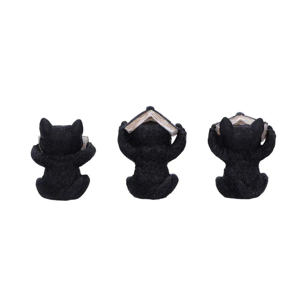 THREE WISE WITCHY BLACK SPELL CATS