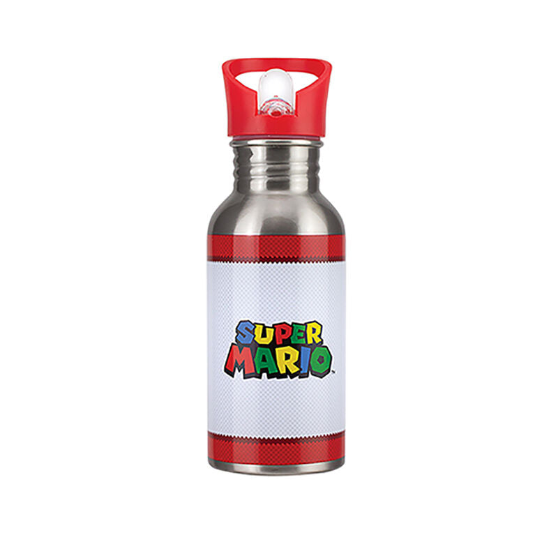 Botella metalica con pajita paladone super mario 500 ml