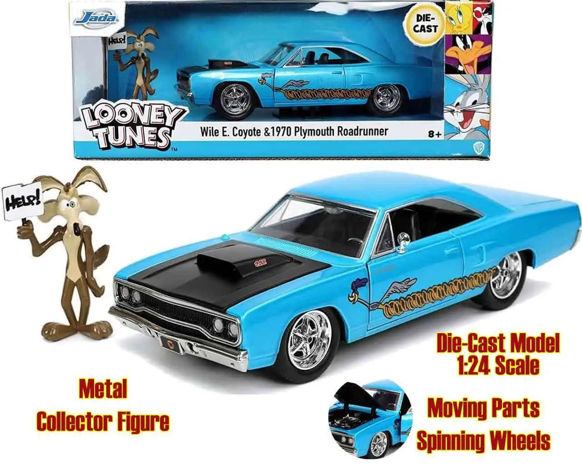LOONEY TOONES 1970 PLAYMOUTH ROADRUNNER & COYOTE 1/24 DIE-CAST MODEL Frikytopia