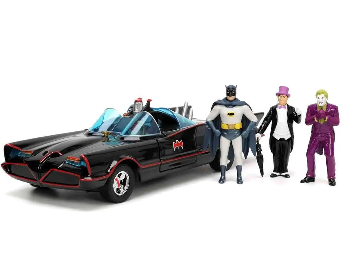 BATMAN 1966 BATMOBILE WITH CHARACTERS DIE-CAST MODEL 1/24 DELUXE EDITION