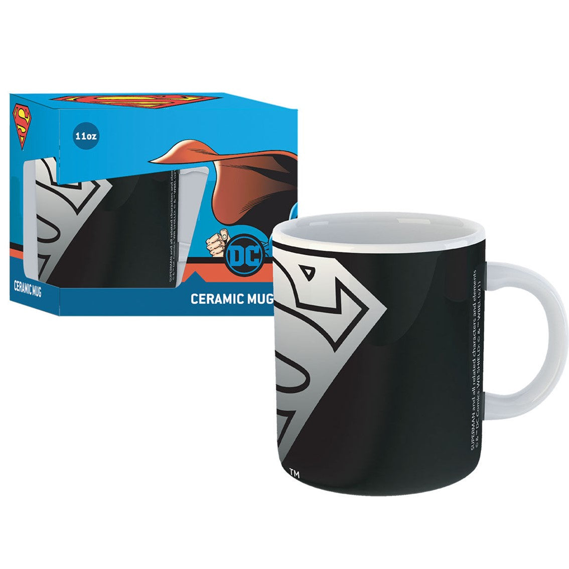 Taza gb eye ceramica dc comic superman estilo negro Frikytopia