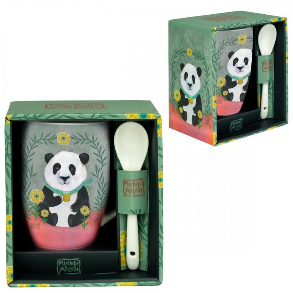 Taza de ceramica con cuchara enesco panda Frikytopia