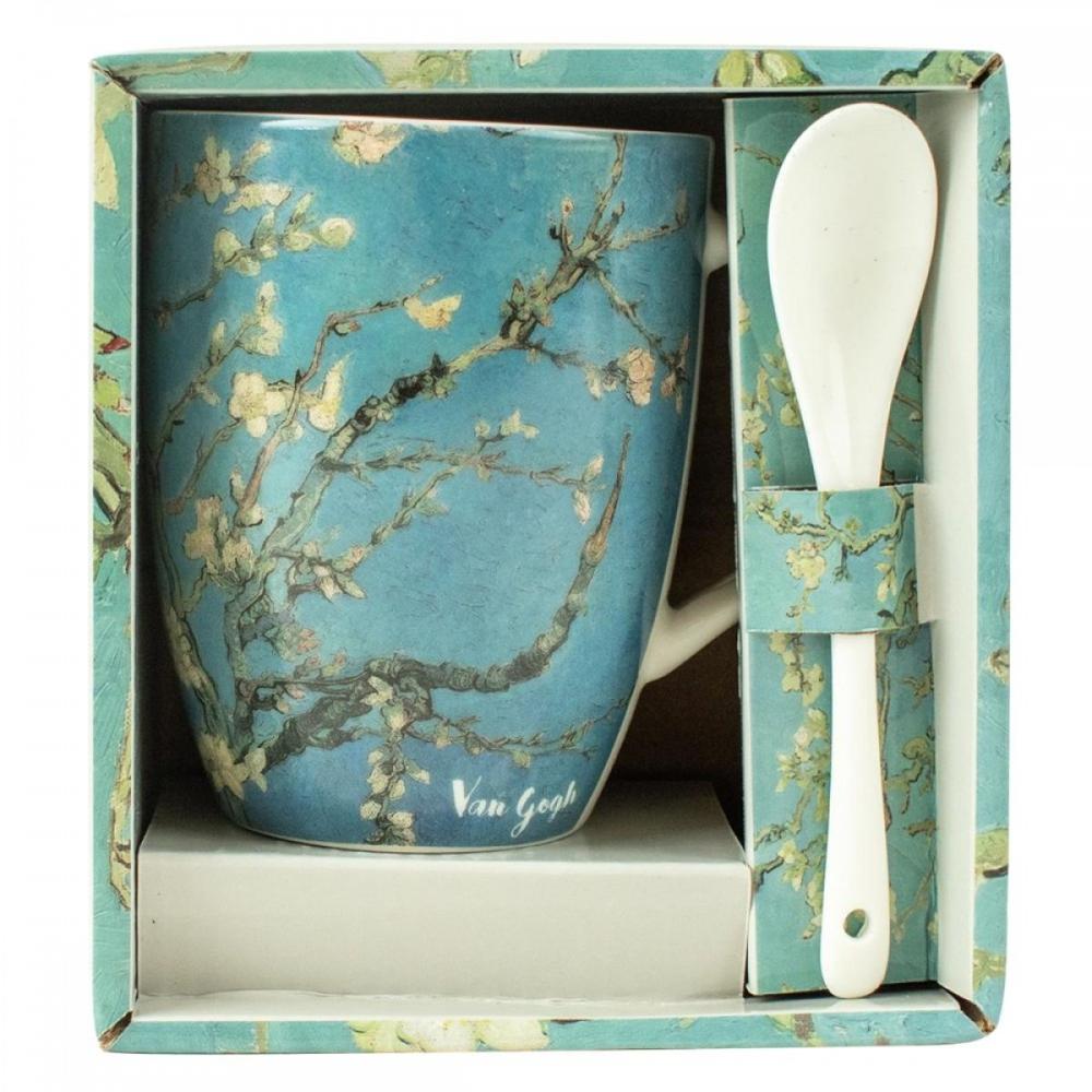 Taza de ceramica con cuchara enesco los almendros vincent van gogh Frikytopia
