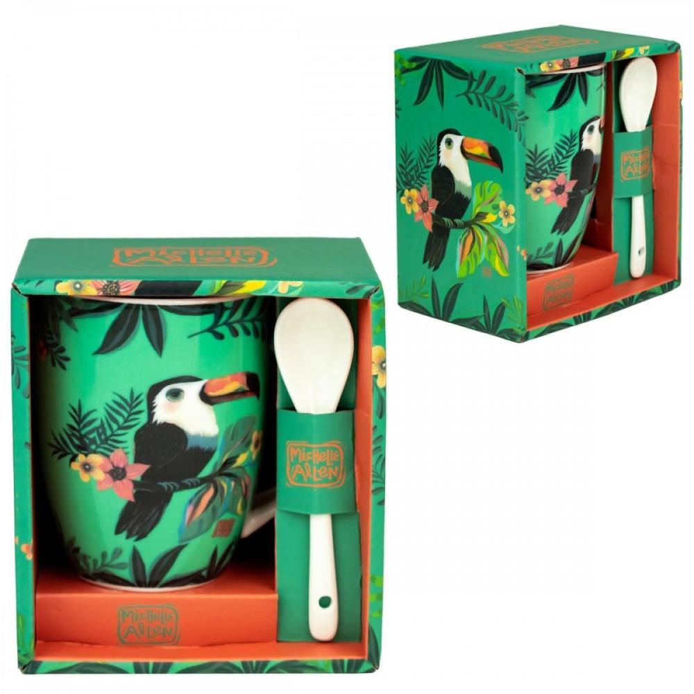 Taza de ceramica con cuchara enesco tucan Frikytopia