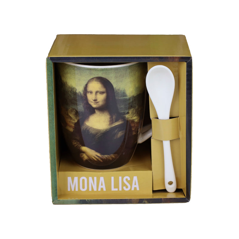 Taza de ceramica con cuchara enesco mona lisa Frikytopia