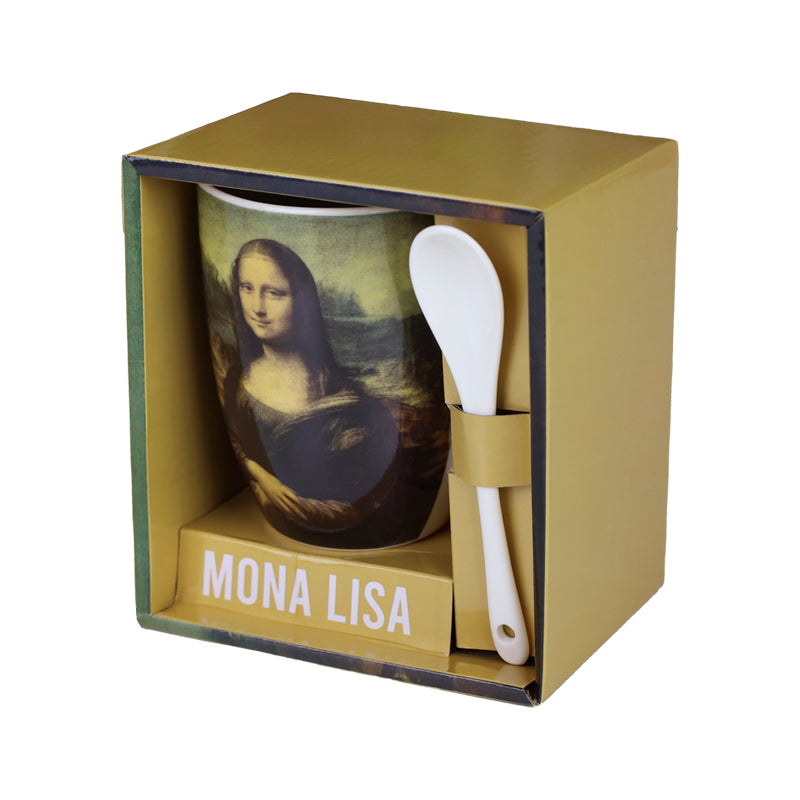 Taza de ceramica con cuchara enesco mona lisa