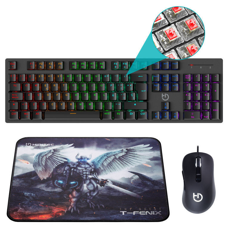 Pack hiditec teclado gaming gk400+raton blitz + alfombrilla t - fenix m Frikytopia