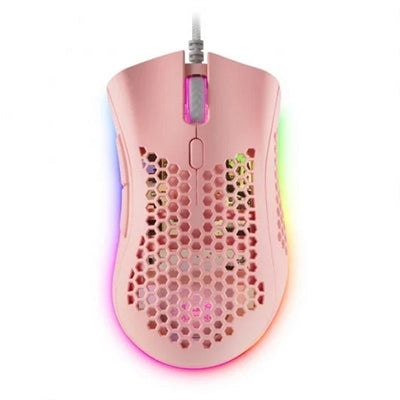 Mouse raton mars gaming optico usb 7 botones 32000ppp rgb rosa Frikytopia