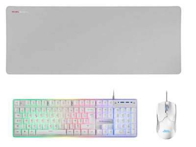 Kit teclado + raton mars gaming mcpxwfr rgb blanco + alfombrilla frances Frikytopia