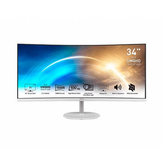 Monitor 34 pulgadas msi pro mp341cqw blanco 100 panoramico 21:9 Frikytopia