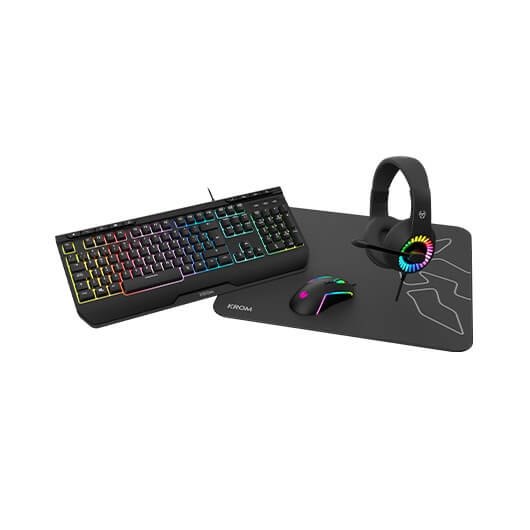 Pack krom kenya raton + teclado + alfombrilla + auriculares gaming Frikytopia