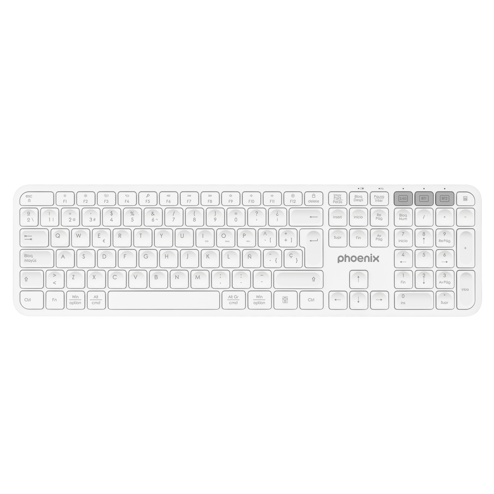 Teclado inal�mbrico multidispositivo phoenix k300 blueooth dual y 2.4ghz blanco