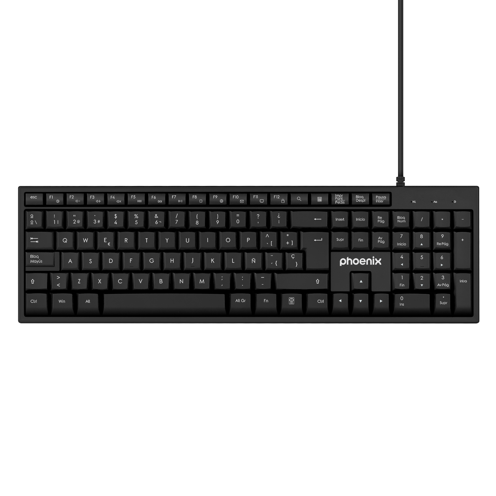 Phoenix k100 teclado multimedia usb negro qwerty oficina Frikytopia