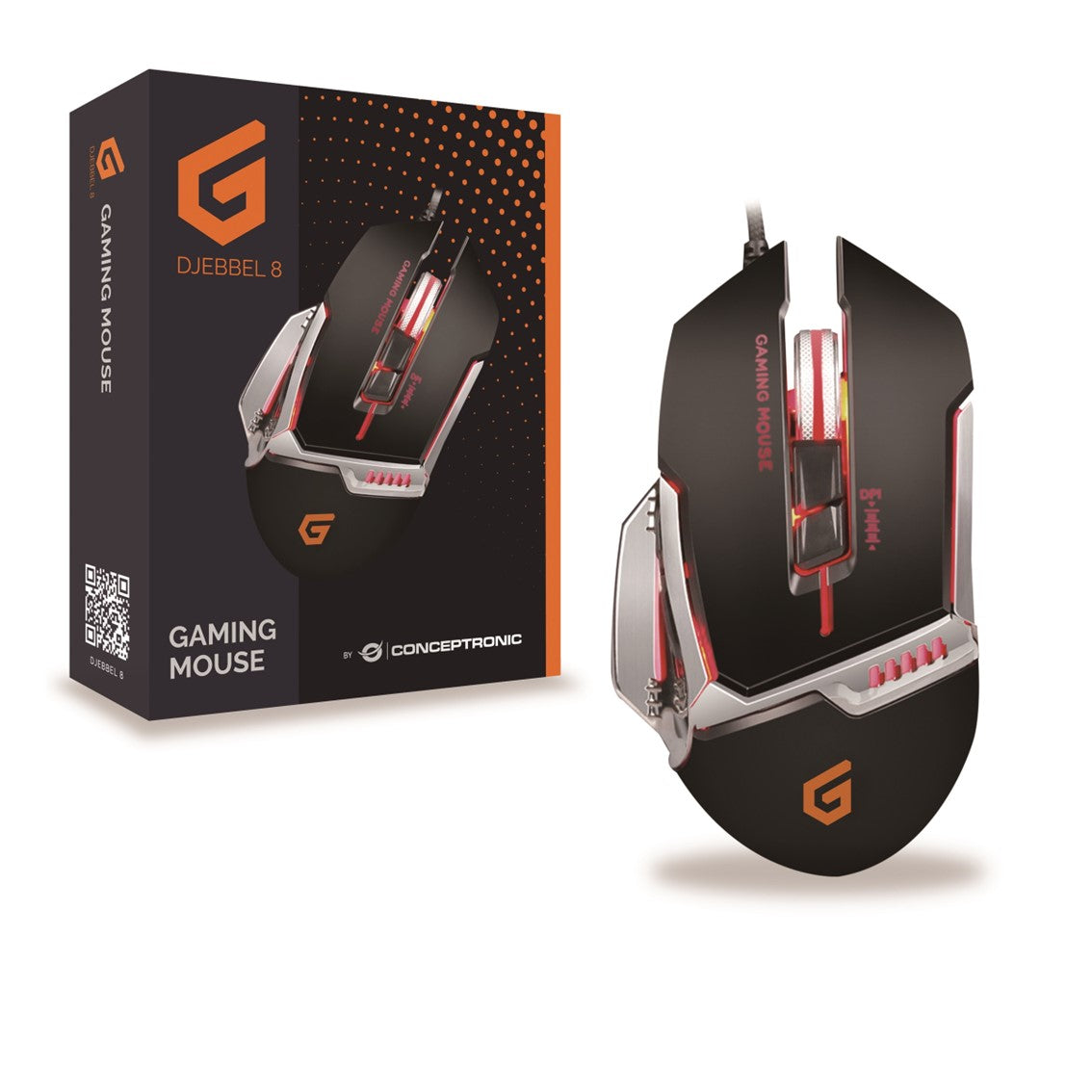 Mouse raton gaming conceptronic djebbel02b optico - usb - 4000dpi Frikytopia