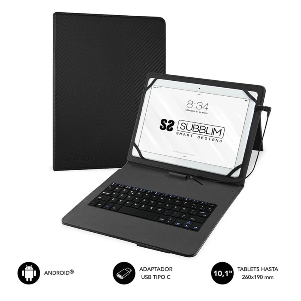 Funda + teclado subblim para tablet 10.1 pulgadas negro Frikytopia