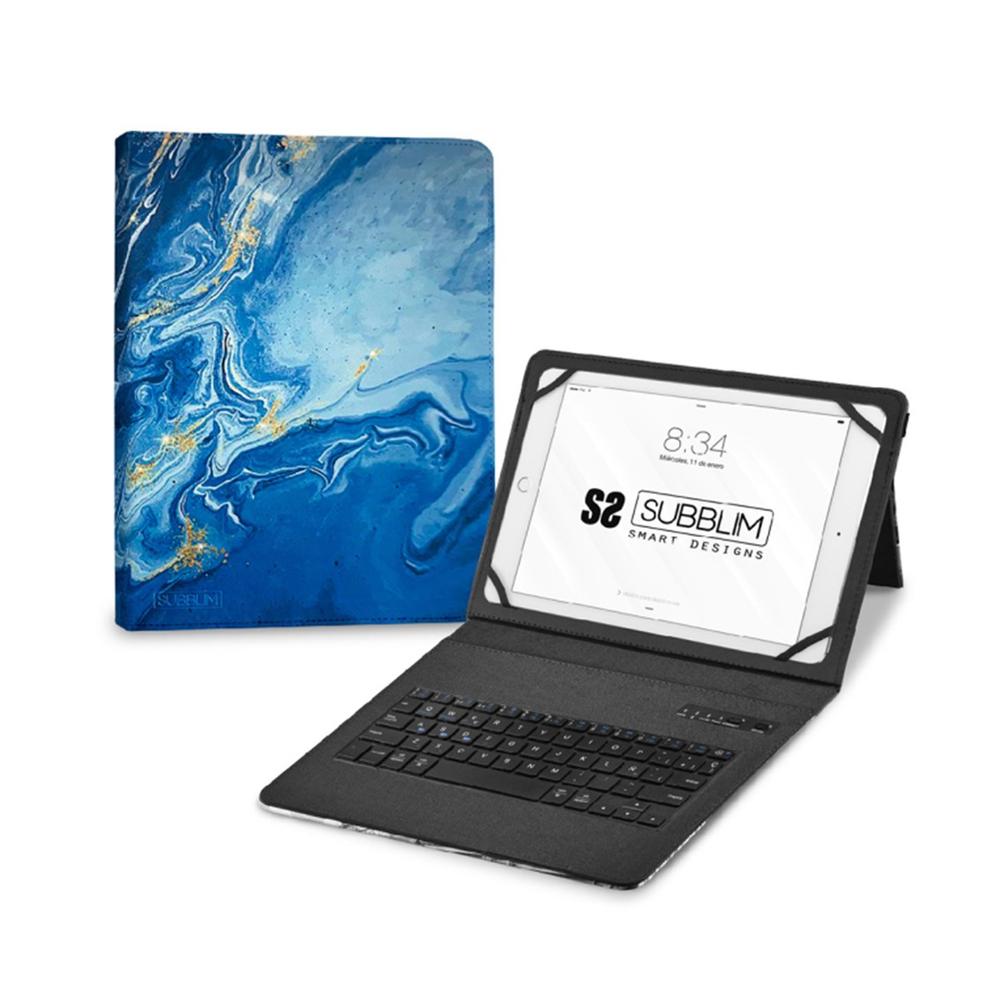 Funda + teclado subblim para tablet 11 pulgadas trendy marmol azul Frikytopia