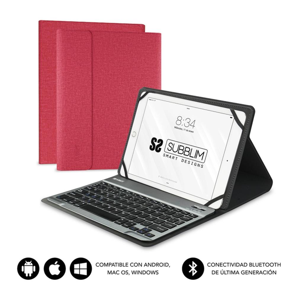 Funda + teclado subblim keytab pro para tablet 10.1 pulgadas rojo Frikytopia
