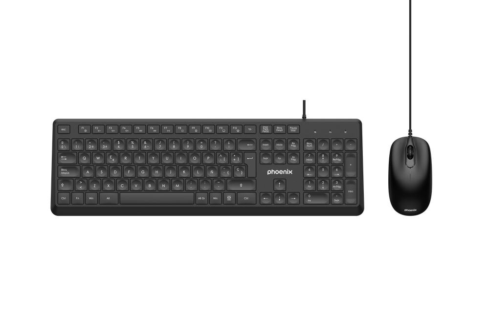 Phoenix combo teclado multimedia + ratón con cable usb 1200dpi Frikytopia