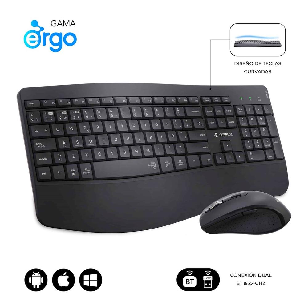 Teclado + raton subblim combo dual office prowave negro Frikytopia