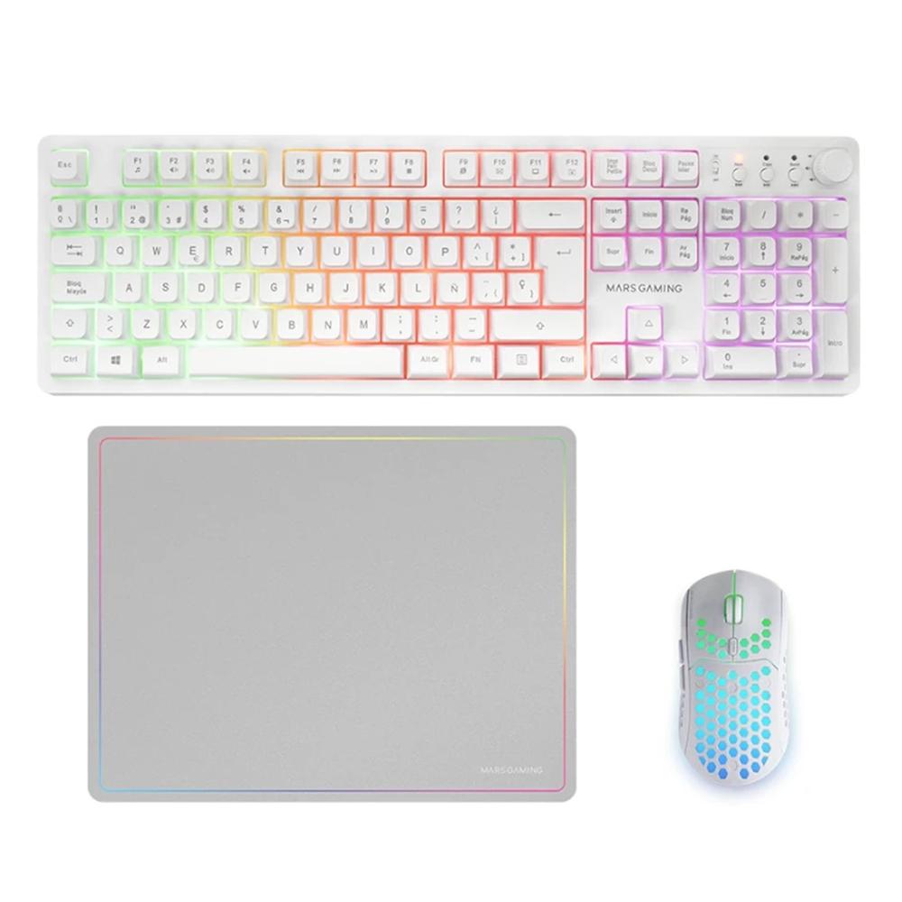 Teclado + raton mars gaming mcpwxwes rgb blanco Frikytopia