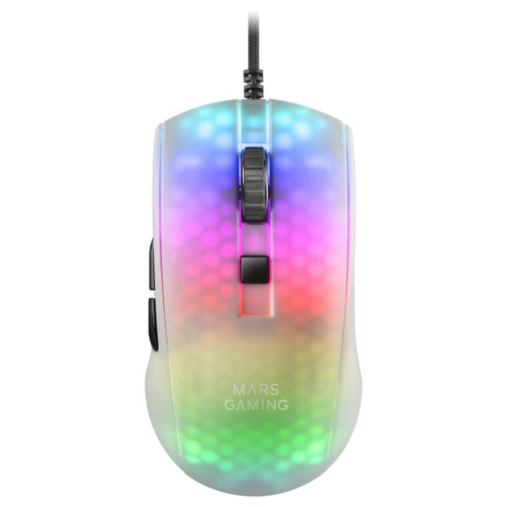 Raton mars gaming rgb mmr translucido blanco Frikytopia