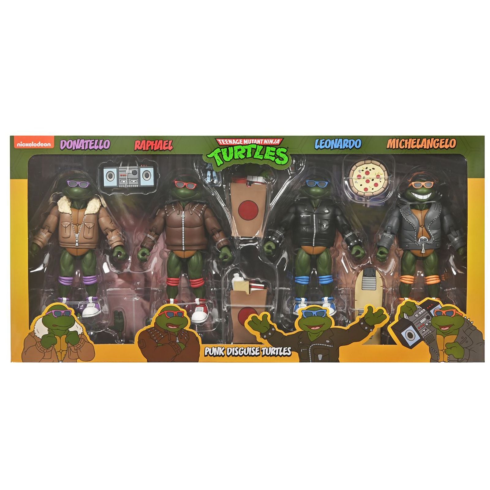 Figura neca teenage mutant ninja turtles cartoon punk turtles pack 4 scale action 18cm Frikytopia