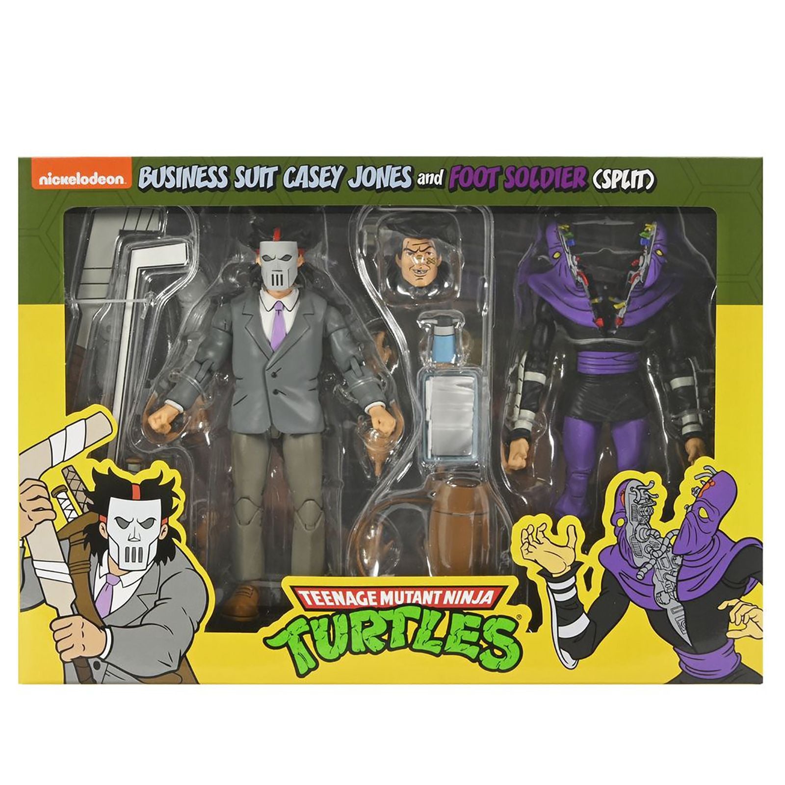 Figura neca teenage mutant ninja turtles business suit casey jones & split foot soldier pack 2 scale action 18cm Frikytopia