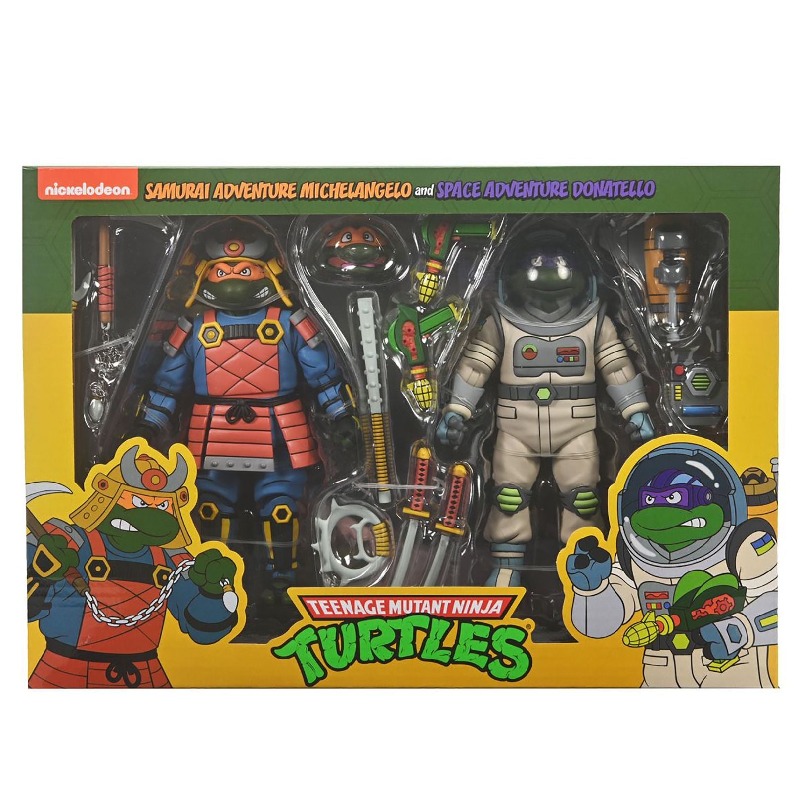 Figura neca teenage mutant ninja turtles space adventure donatello & samurai adventure michelangelo pack 2 scale action 18cm Frikytopia
