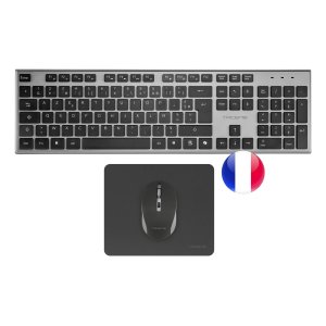 Teclado + raton tacens 6zenithfr inalambrico gris frances + alfombrilla Frikytopia