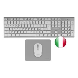 Teclado + raton tacens zenith inalambrico plata italiano + alfombrilla Frikytopia