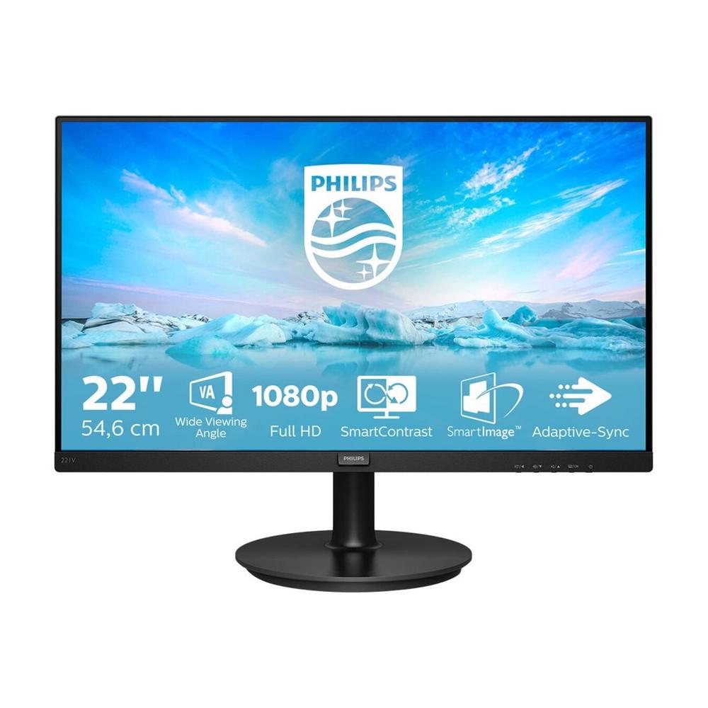 Monitor led 22 pulgadas philips v - line 221v8a - 00 va -  fhd -  hdmi -  vga -  75hz -  4ms -  vesa 100x100 Frikytopia