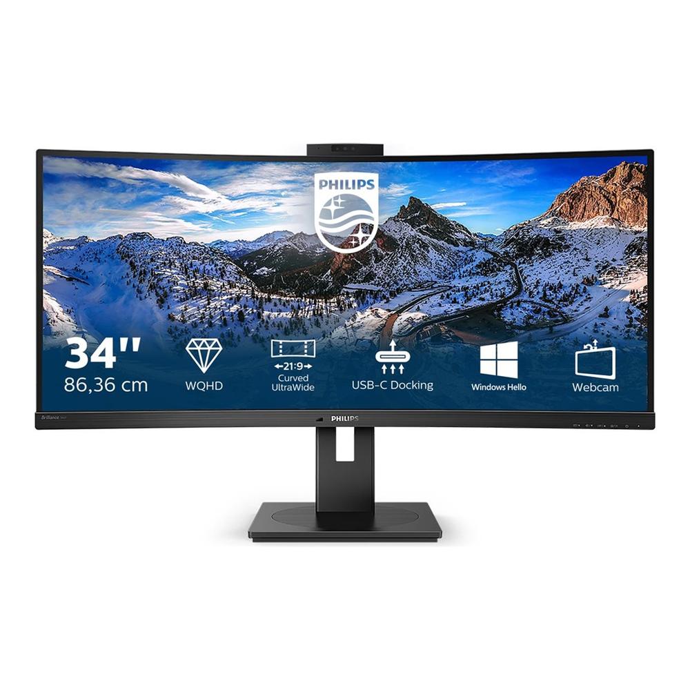Monitor led 34 pulgadas philips p line 346p1crh - 00 curvo -  va -  dp -  hdmi -  100hz -  4ms -  vesa 100x100 -  webcam Frikytopia