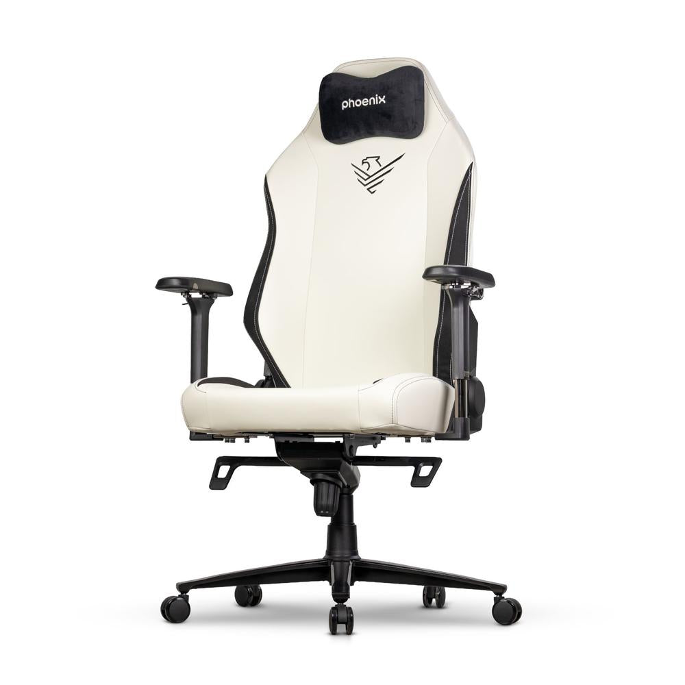 Silla gaming phoenix monarch remaster cuero napa negra y blanca talla r Frikytopia