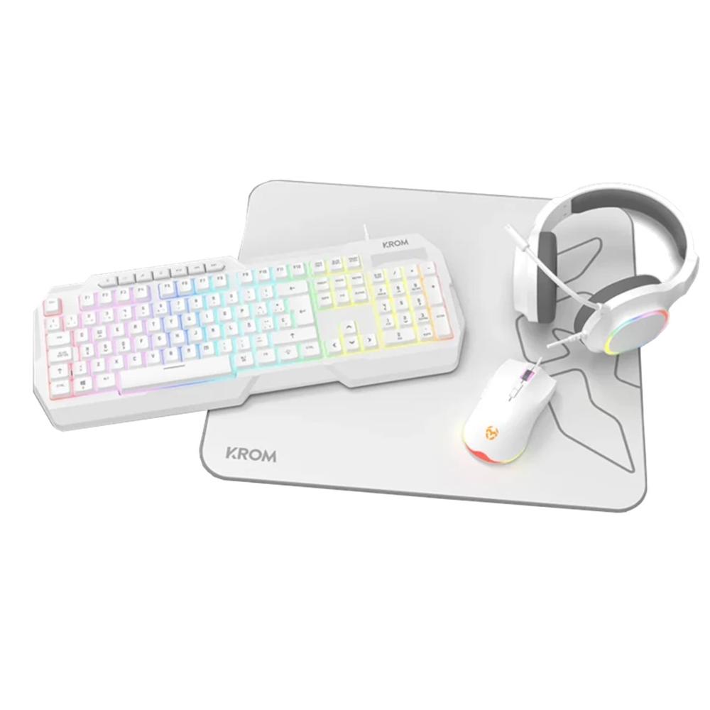Kit gaming krom kenta pc 4 en 1 rgb blanco Frikytopia