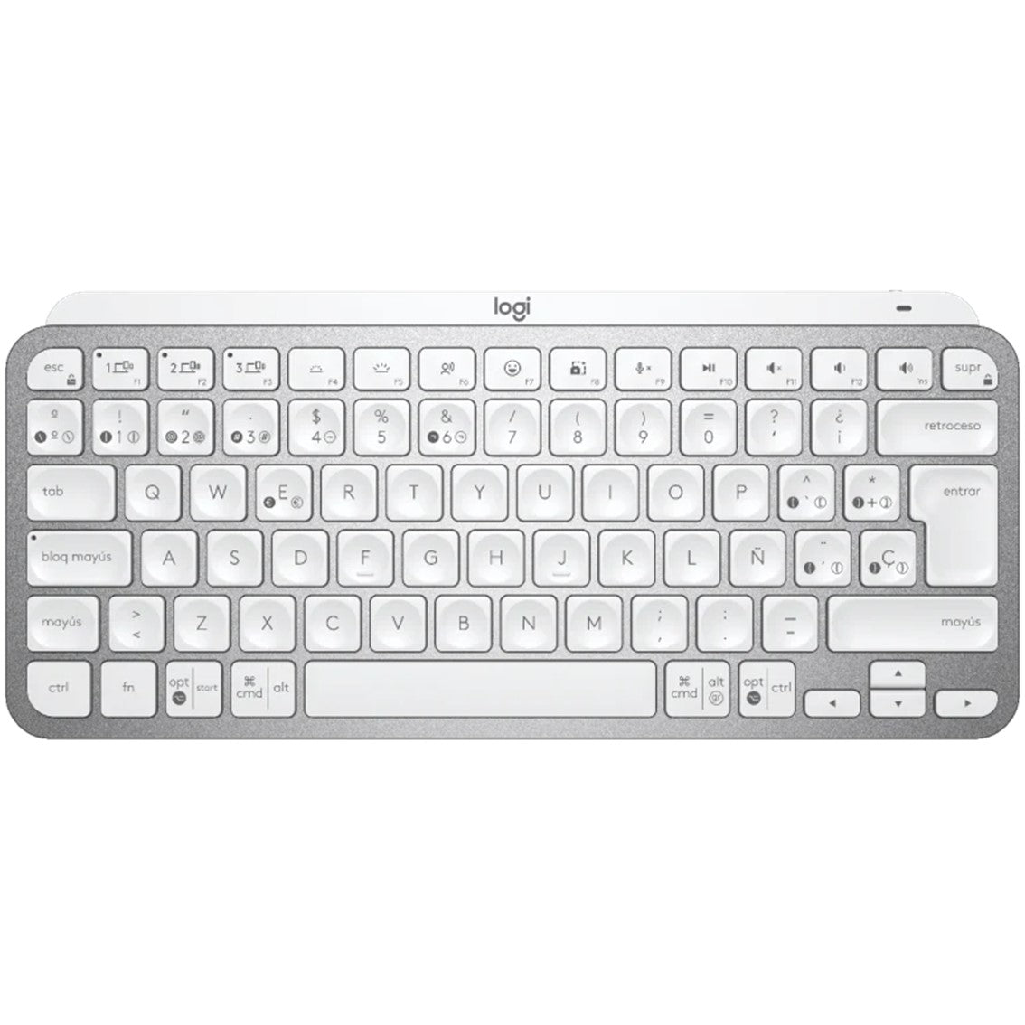 Teclado logitech mx keys gris palido wireless inalambrico español bateria Frikytopia