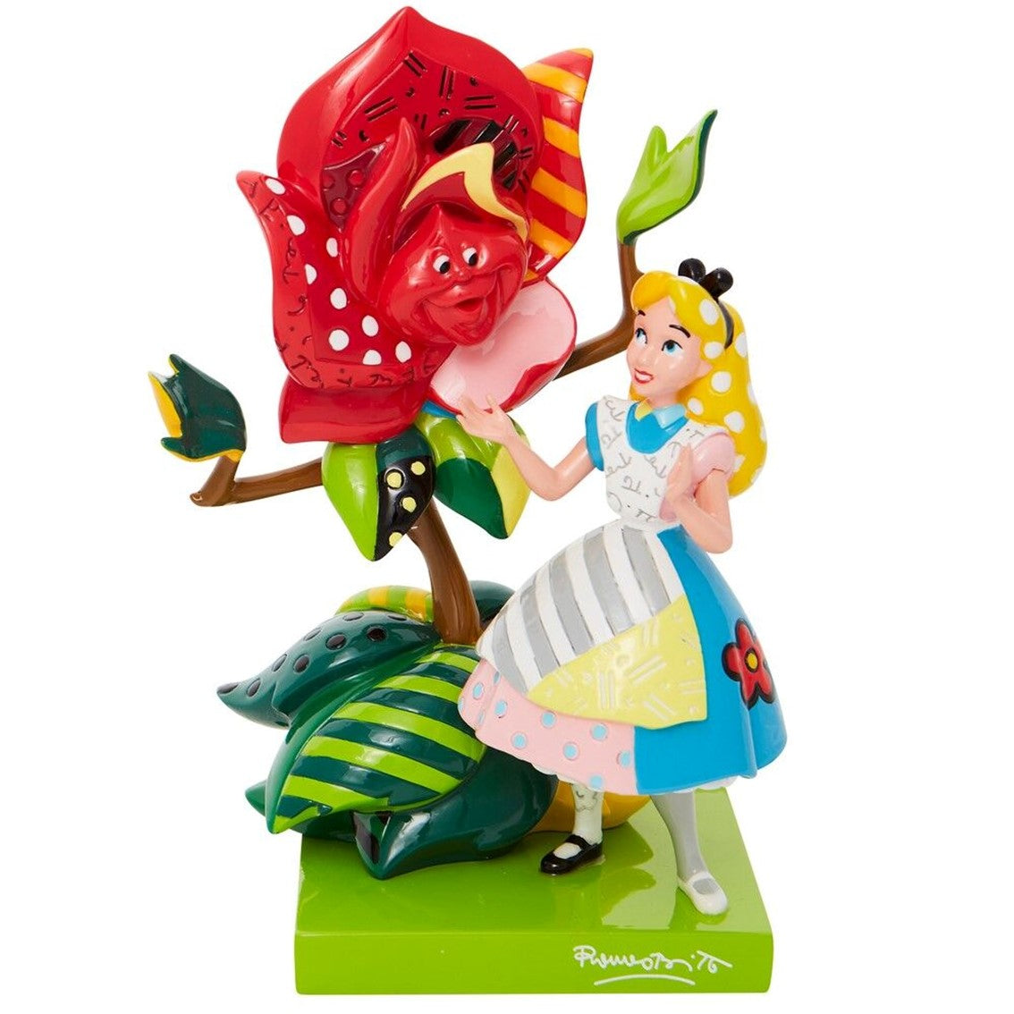 Figura enesco disney alicia en el pais de las maravillas alicia hablando con la rosa Frikytopia