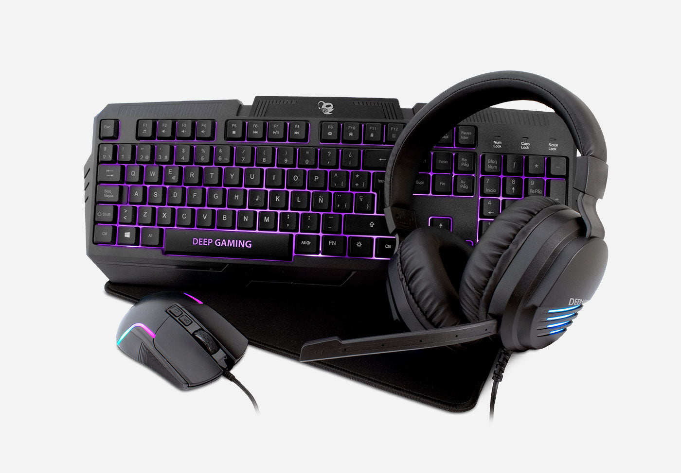 Kit teclado + raton + auriculares + alfombrilla gaming coolbox x - wing 2 Frikytopia