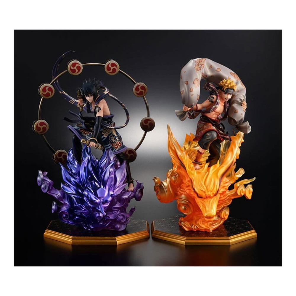 Pack 2 figuras megahouse naruto shippuden naruto dios del viento + sasuke dios del trueno Frikytopia