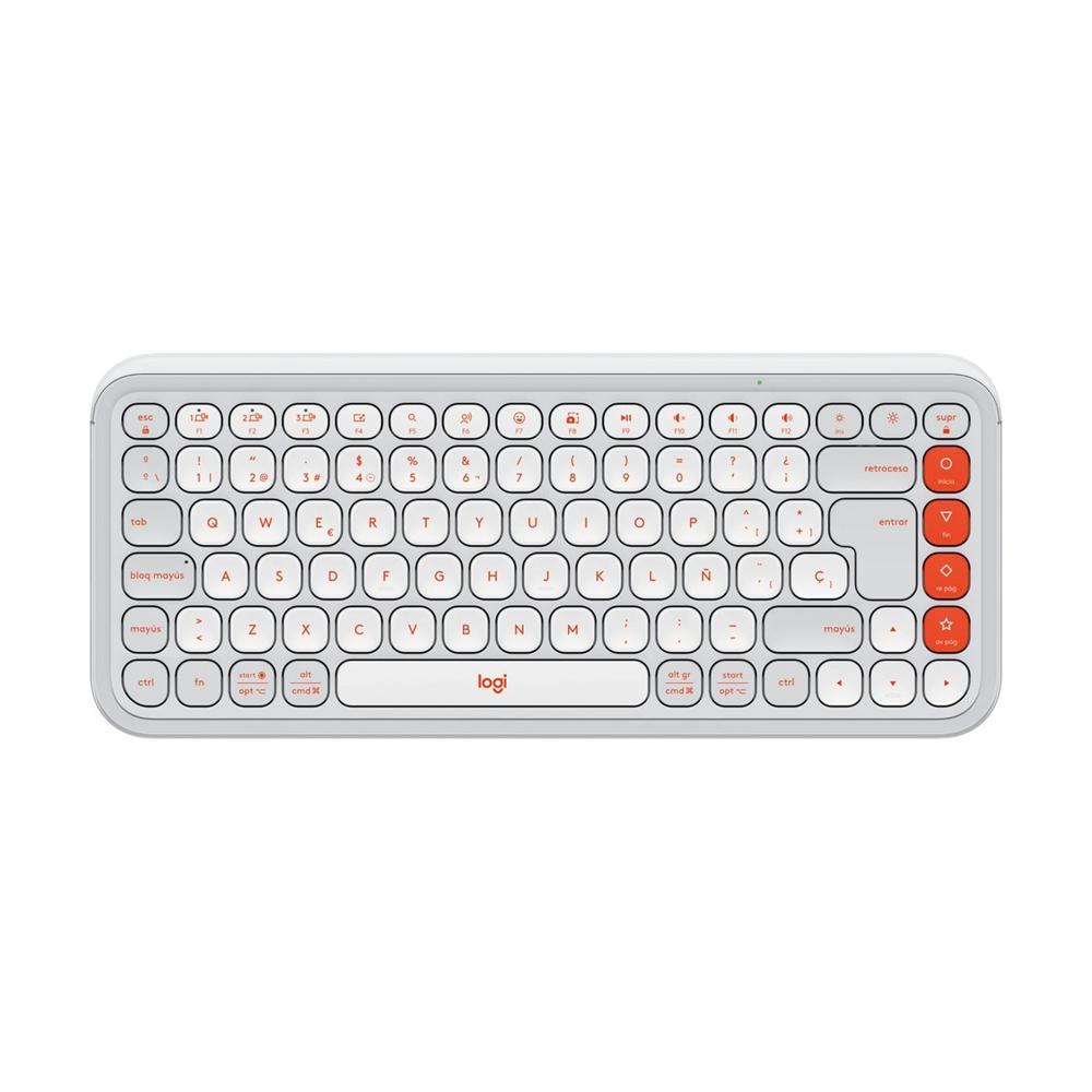 Teclado logitech pop icon keys inalambrico blanco - naranja Frikytopia