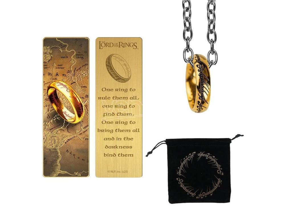 Pack regalo cinereplicas el señor de los anillos marcapaginas metal y anillo único Frikytopia