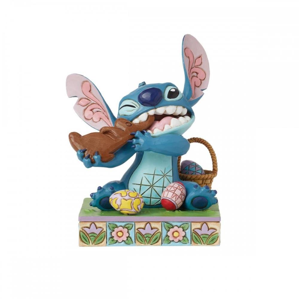 Figura enesco diseny stitch comiendo conejo de chocolate con huevos Frikytopia