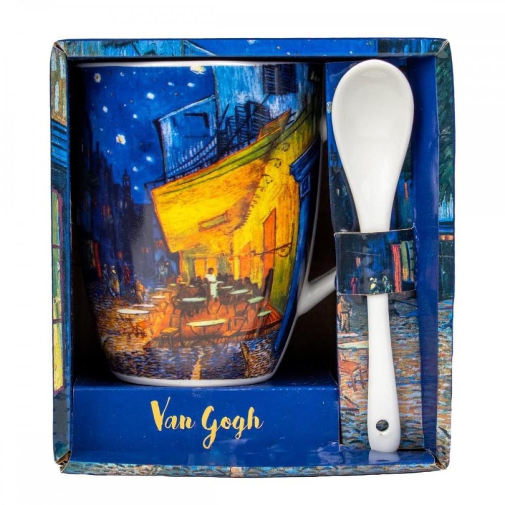 Taza con cuchara enesco terraza de café por la noche van gogh Frikytopia